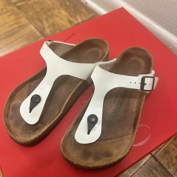 Birkenstock White Thong Sandals - Picture 1 of 4
